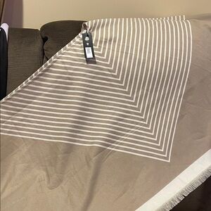 Striped Tan and White Blanket